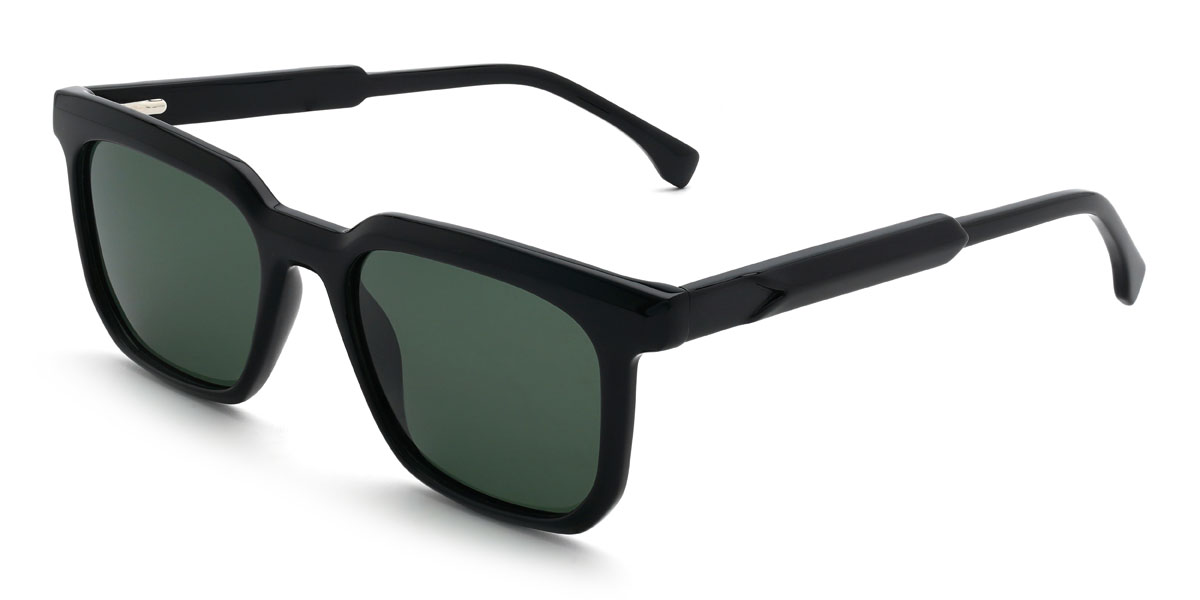 Black Dark Green Floyd Glasses - Rectangle Sunglasses