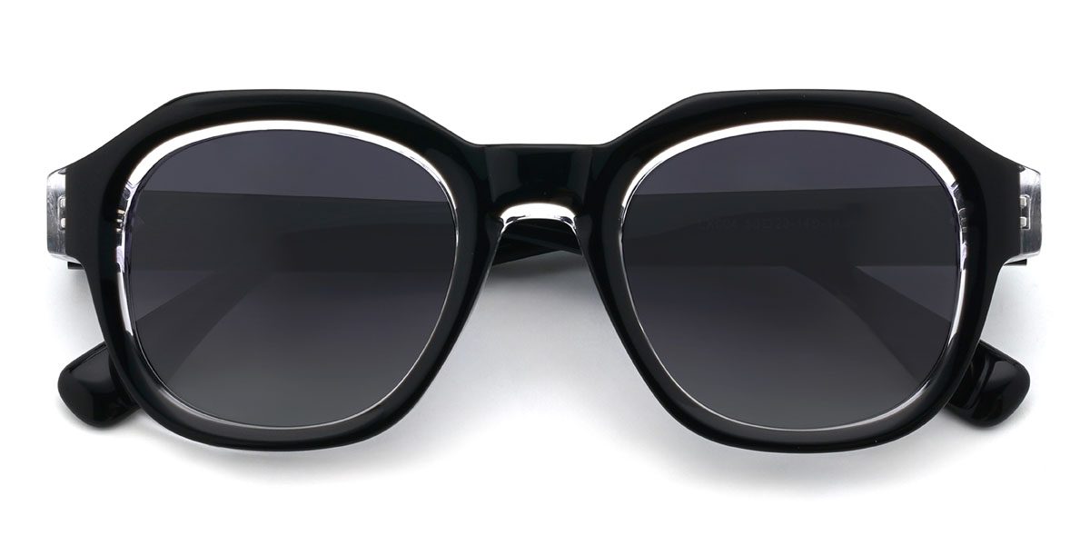 Negro Gris gradual Haidar Gafas - Oval Sunglasses