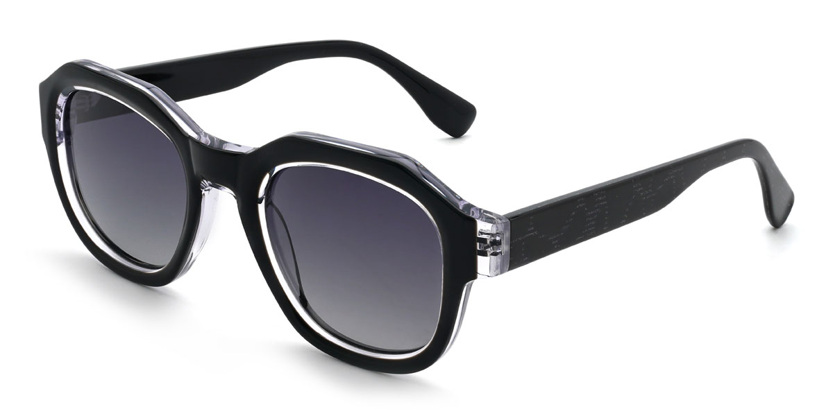 Negro Gris gradual Haidar Gafas - Oval Sunglasses