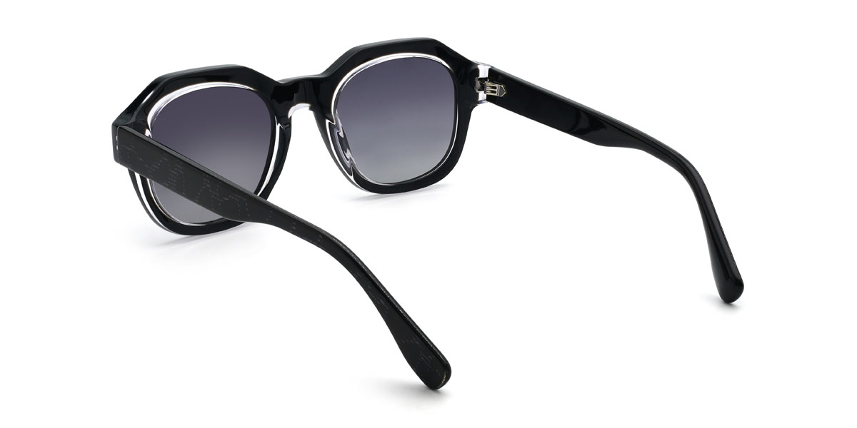 Negro Gris gradual Haidar Gafas - Oval Sunglasses