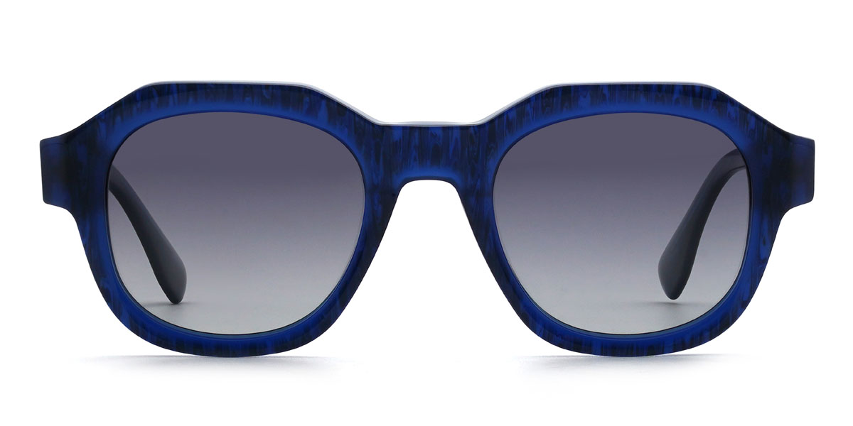 Dark Blue Gradual Grey Haidar Glasses - Oval Sunglasses