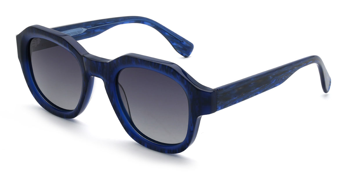 Dark Blue Gradual Grey Haidar Glasses - Oval Sunglasses