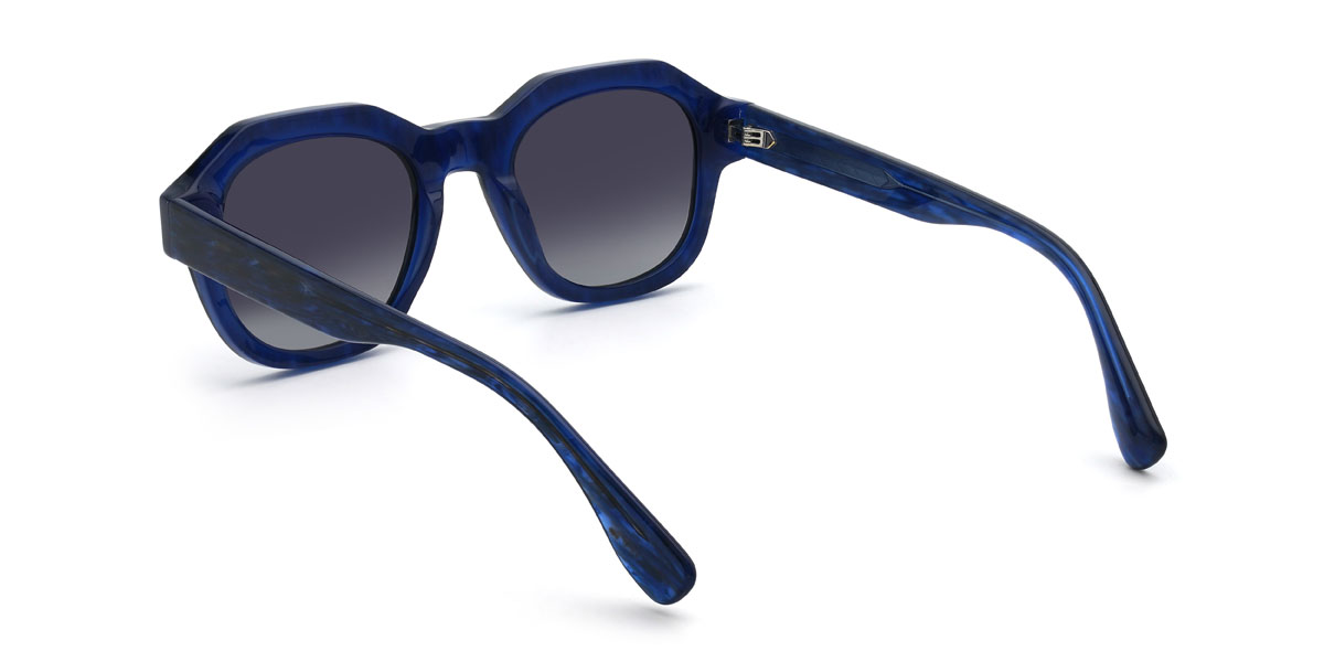 Dark Blue Gradual Grey Haidar Glasses - Oval Sunglasses