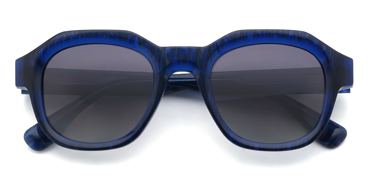 Dark Blue Gradual Grey Haidar Glasses - Oval Sunglasses