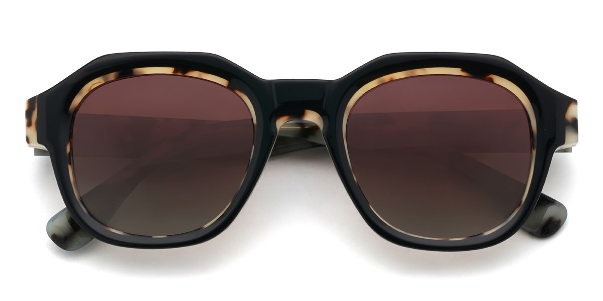 Black Brown Haidar Glasses - Oval Sunglasses