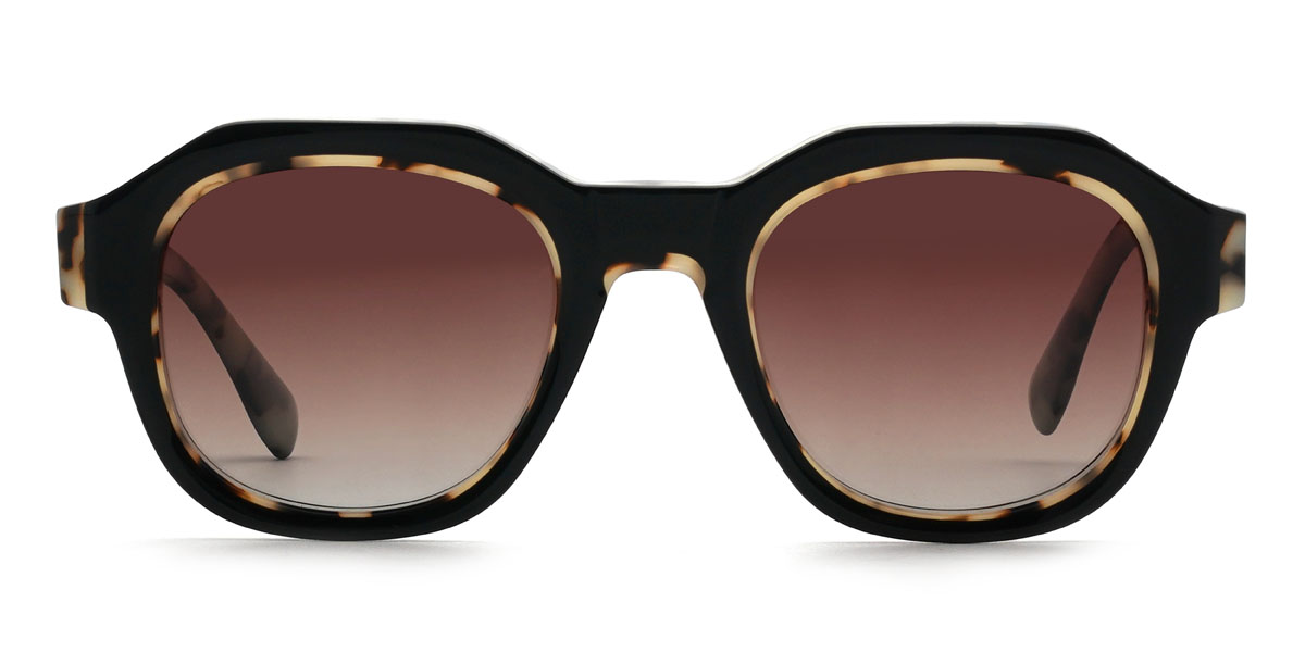 Black Brown Haidar Glasses - Oval Sunglasses