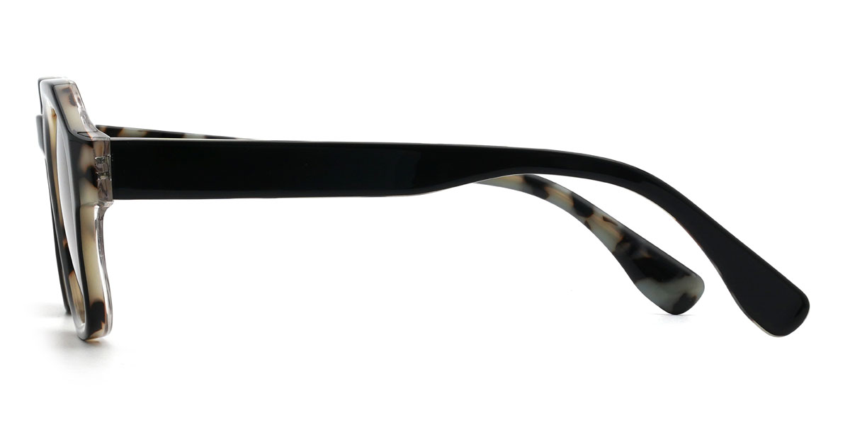 Black Brown Haidar Glasses - Oval Sunglasses