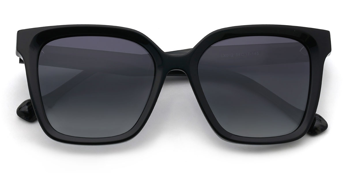 Black Gradual Grey Calder Glasses - Square Sunglasses