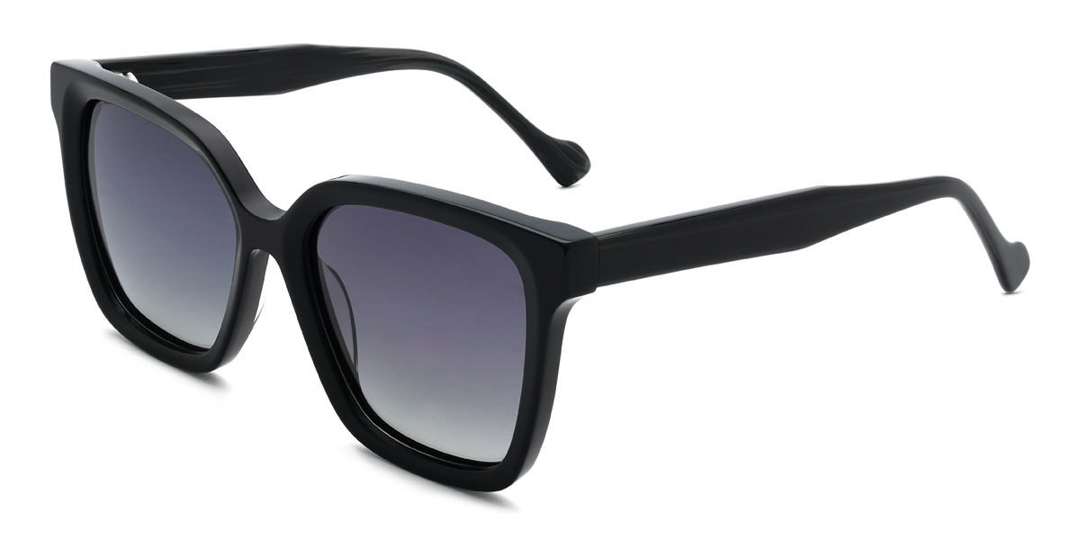 Black Gradual Grey Calder Glasses - Square Sunglasses