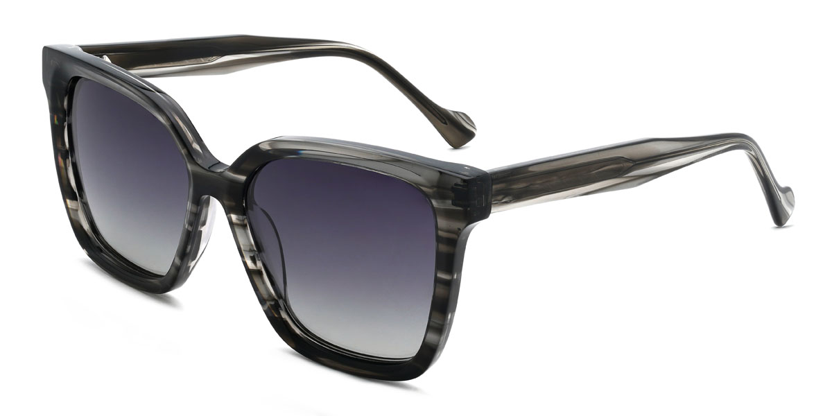 Black Tortoiseshell Grey Calder Glasses - Square Sunglasses