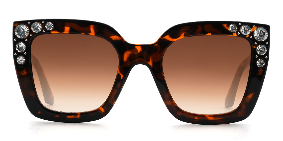 Tortoiseshell Gradual Brown Xitlalli Glasses - Square Sunglasses