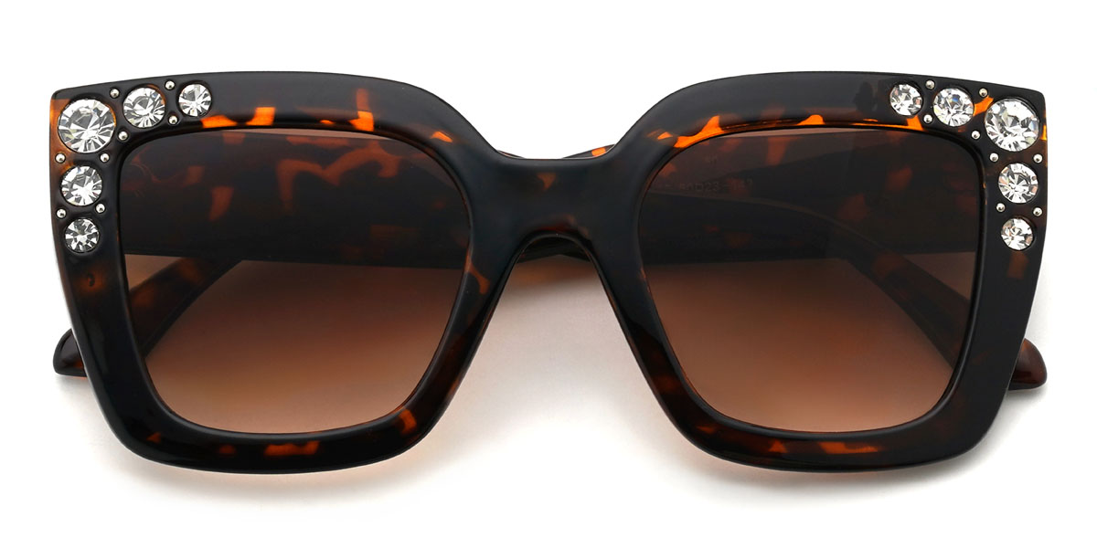 Tortoiseshell Gradual Brown Xitlalli Glasses - Square Sunglasses