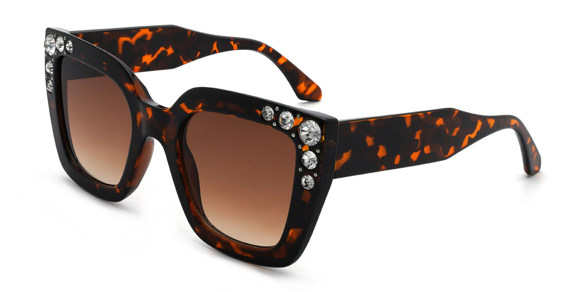 Tortoiseshell Gradual Brown Xitlalli Glasses - Square Sunglasses