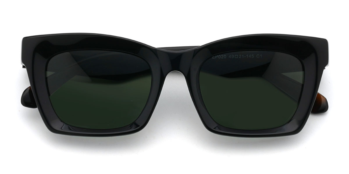 Black Dark Green Brewer Glasses - Rectangle Sunglasses