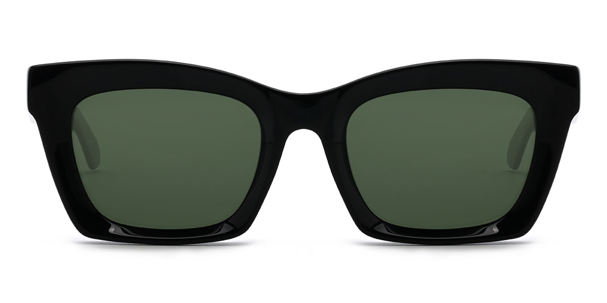 Black Dark Green Brewer - Rectangle Sunglasses