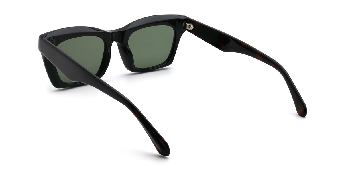 Black Dark Green Brewer Glasses - Rectangle Sunglasses