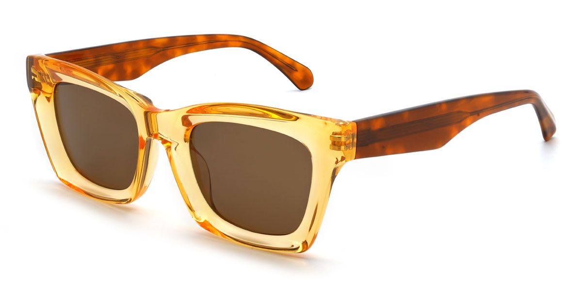Gelb Braun Brewer Brille - Rectangle Sunglasses