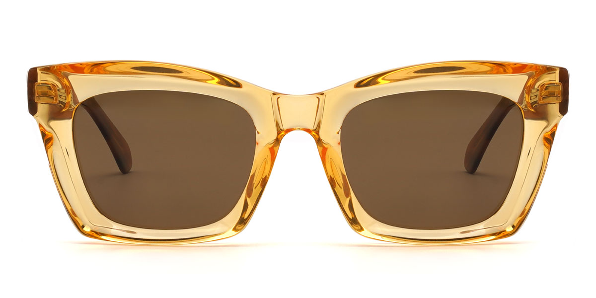 Gelb Braun Brewer Brille - Rectangle Sunglasses