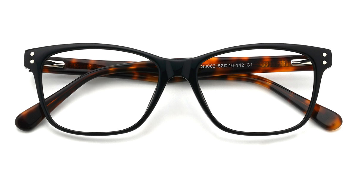 Black Tortoiseshell Leeroy Glasses - Rectangle Glasses