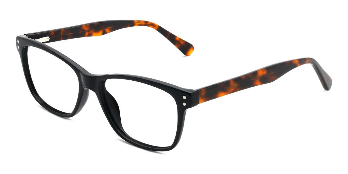 Black Tortoiseshell Leeroy Glasses - Rectangle Glasses