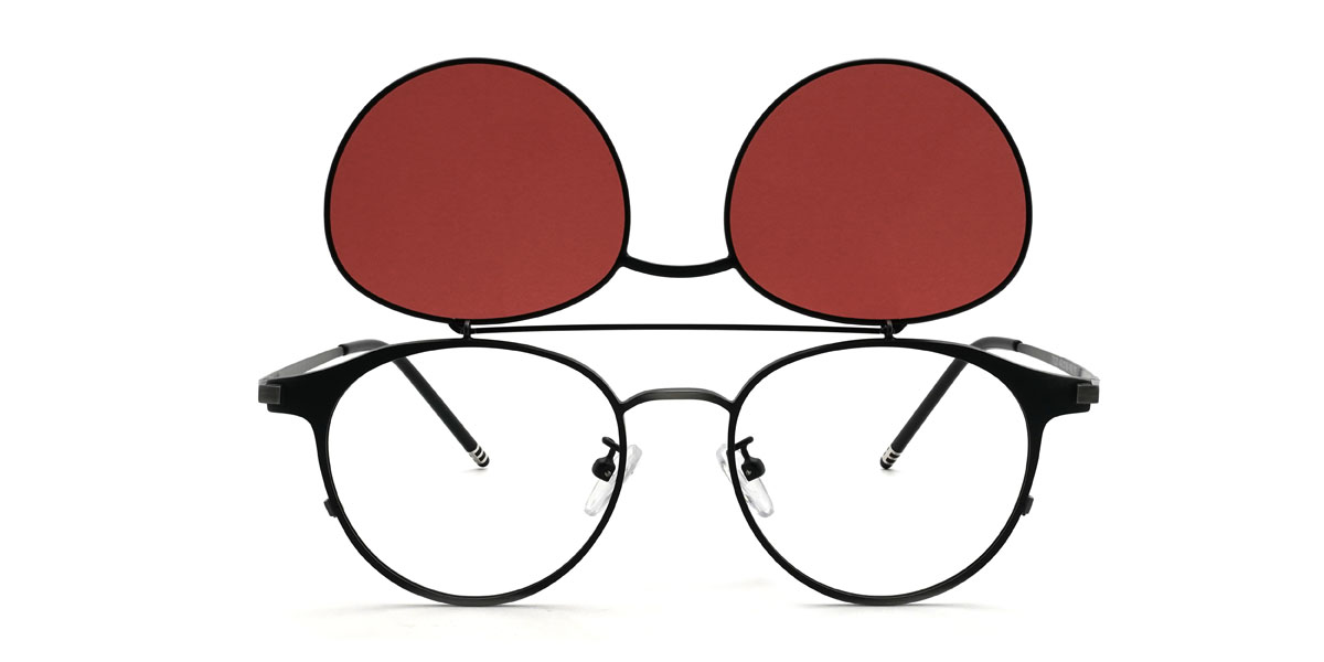 Ezüst piros Wayne Szemüveg - Aviator Clip-On Sunglasses