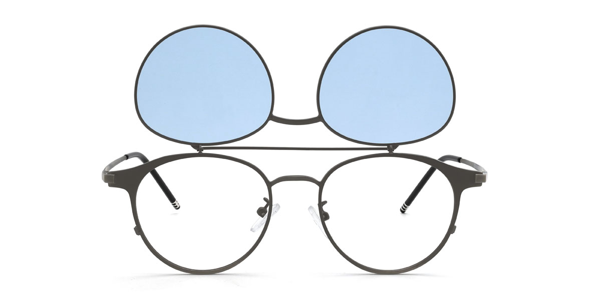 Plata Azul Wayne Gafas - Aviator Clip-On Sunglasses