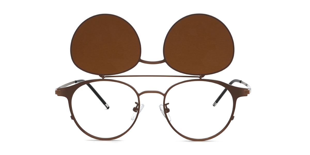 Brown Brown Wayne Glasses - Aviator Clip-On Sunglasses