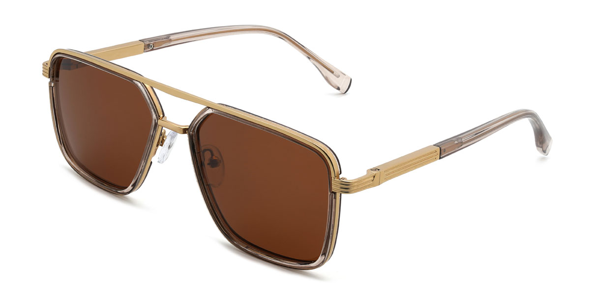 Gold Brown Brandt Glasses - Aviator Sunglasses