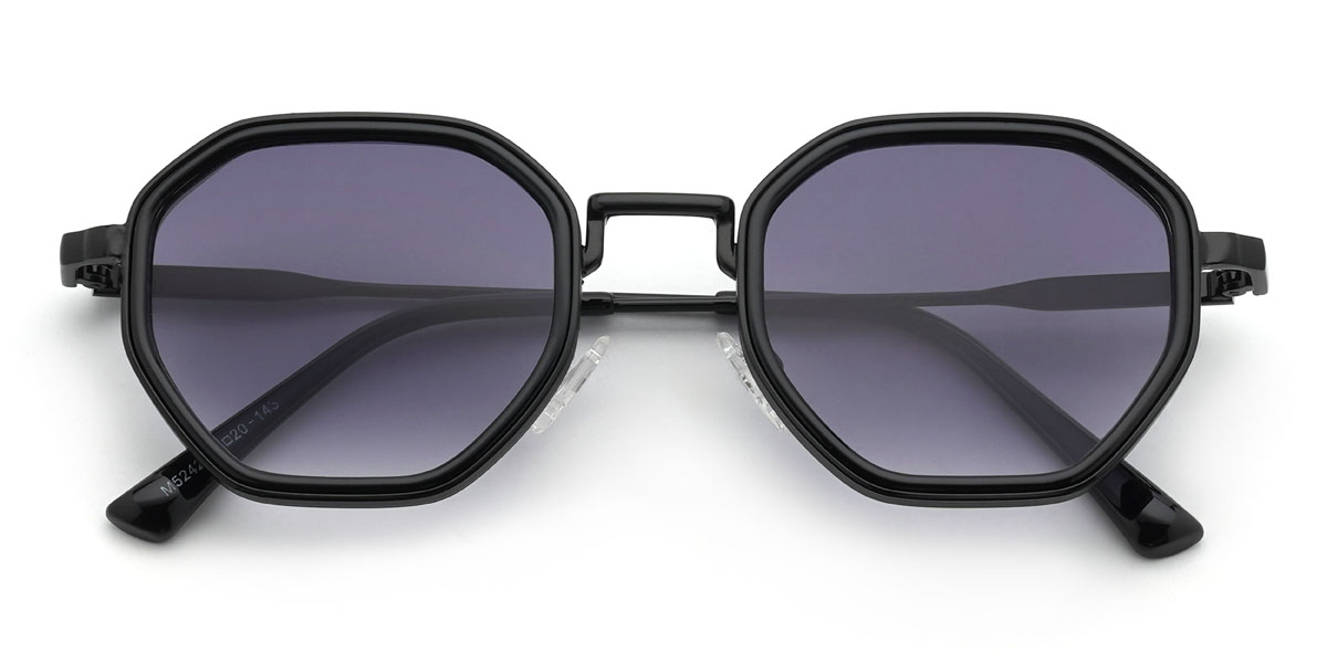 Black Gradual Purple Siddhi Glasses - Oval Sunglasses