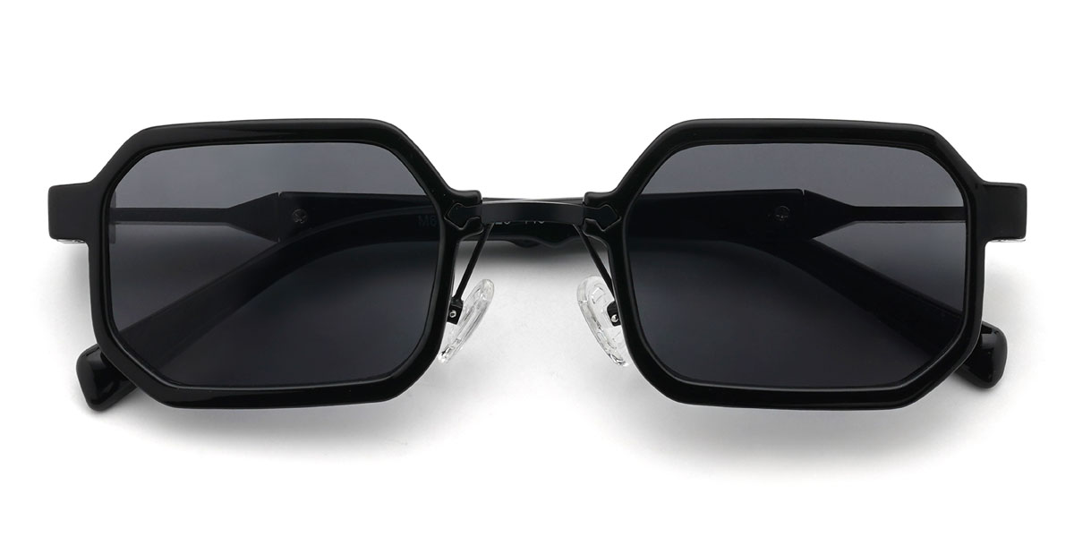 Black Grey Gargi Glasses - Rectangle Sunglasses