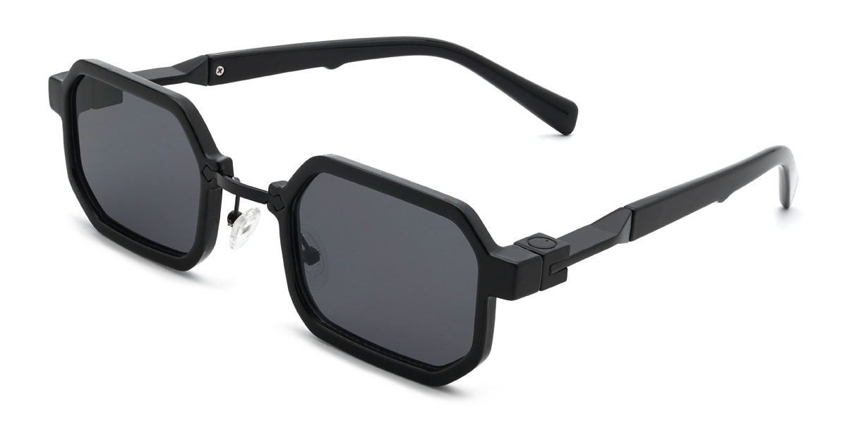 Black Grey Gargi Glasses - Rectangle Sunglasses