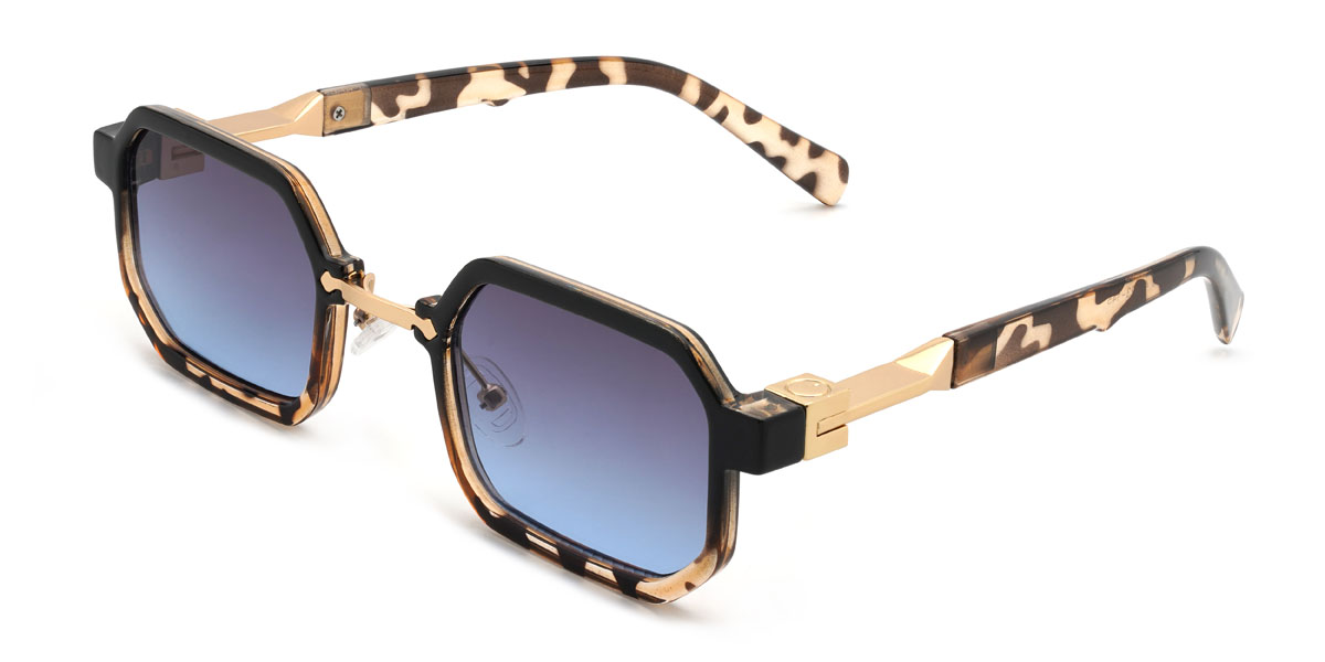Black Tortoiseshell Gradual Blue Gargi Glasses - Rectangle Sunglasses