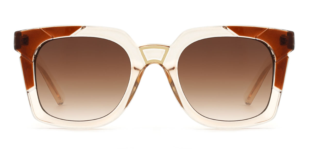 Champagne Brown Antoinette Glasses - Square Sunglasses
