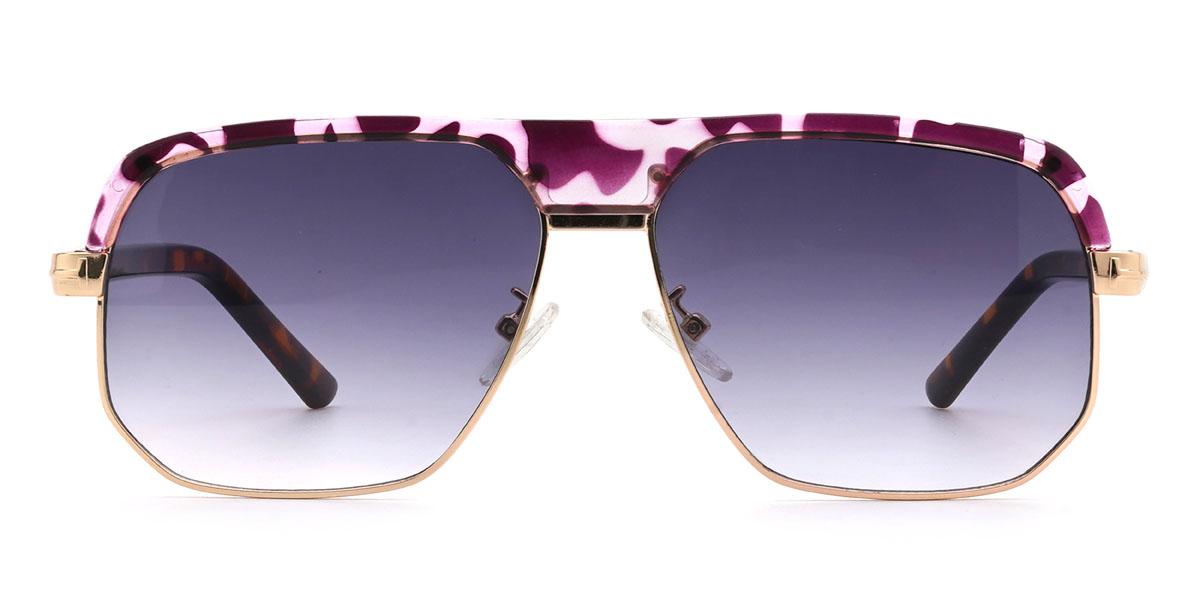 Pink tortoiseshell Gradual Purple Emsley Glasses - Aviator Sunglasses