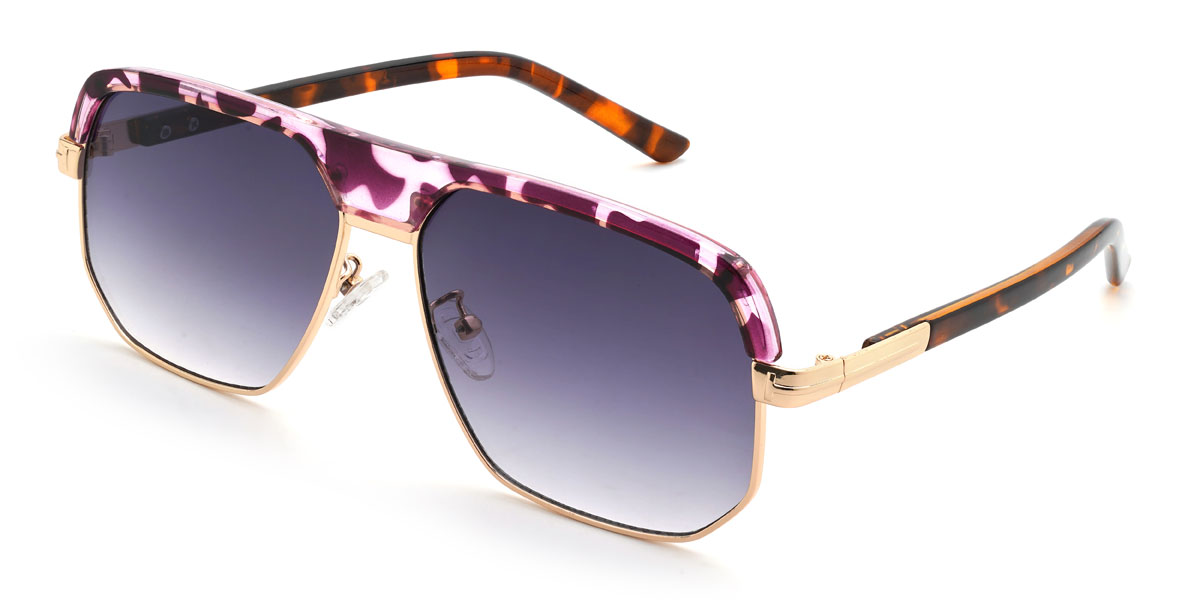 Pink tortoiseshell Gradual Purple Emsley Glasses - Aviator Sunglasses