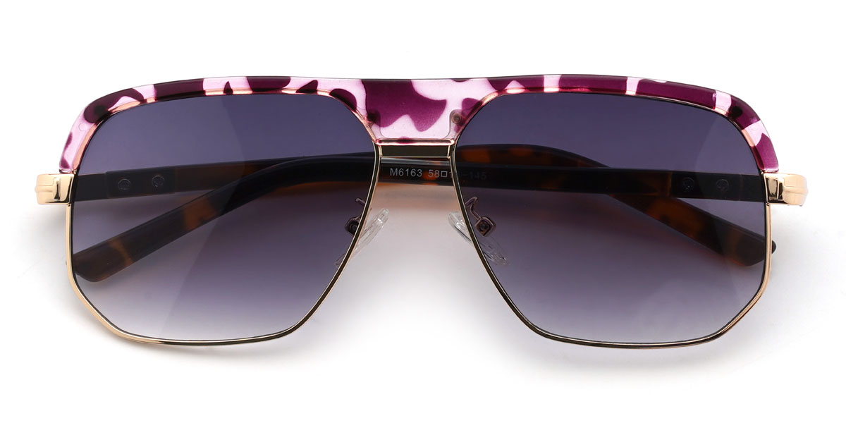 Pink tortoiseshell Gradual Purple Emsley Glasses - Aviator Sunglasses