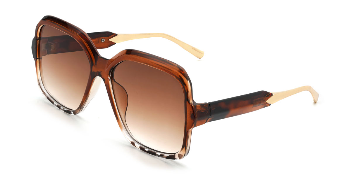 Brown Tortoiseshell Gradual Brown Nakia Glasses - Square Sunglasses