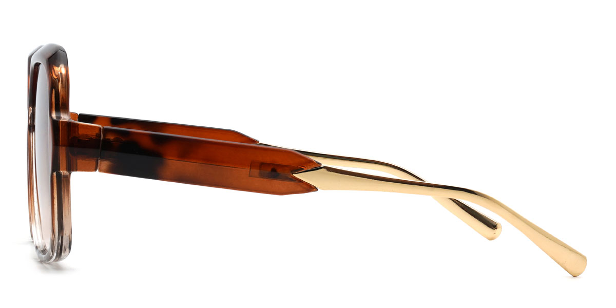Brown Tortoiseshell Gradual Brown Nakia Glasses - Square Sunglasses