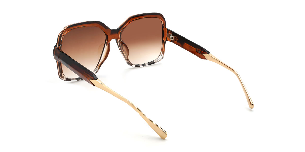 Brown Tortoiseshell Gradual Brown Nakia Glasses - Square Sunglasses