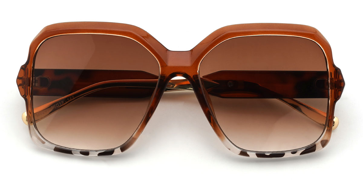 Brown Tortoiseshell Gradual Brown Nakia Glasses - Square Sunglasses