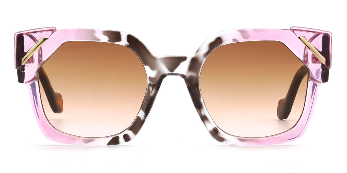 Pink tortoiseshell Gradual Brown Matti Glasses - Square Sunglasses