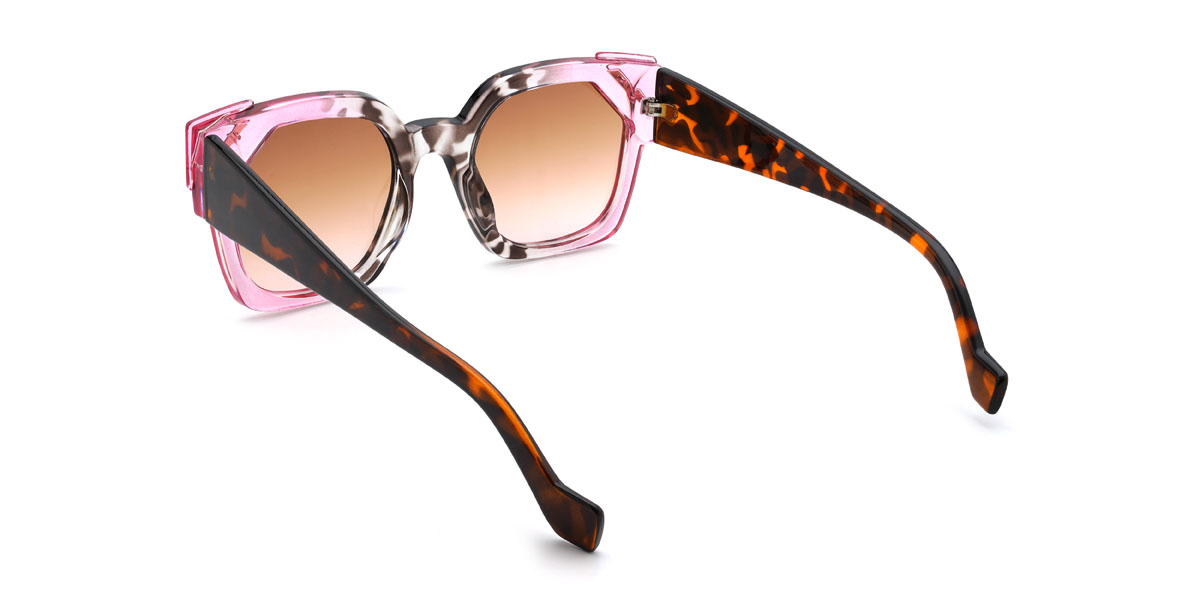 Pink tortoiseshell Gradual Brown Matti Glasses - Square Sunglasses