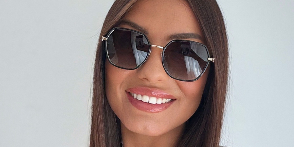 Čierna sivá Brok Okuliare - Square Sunglasses