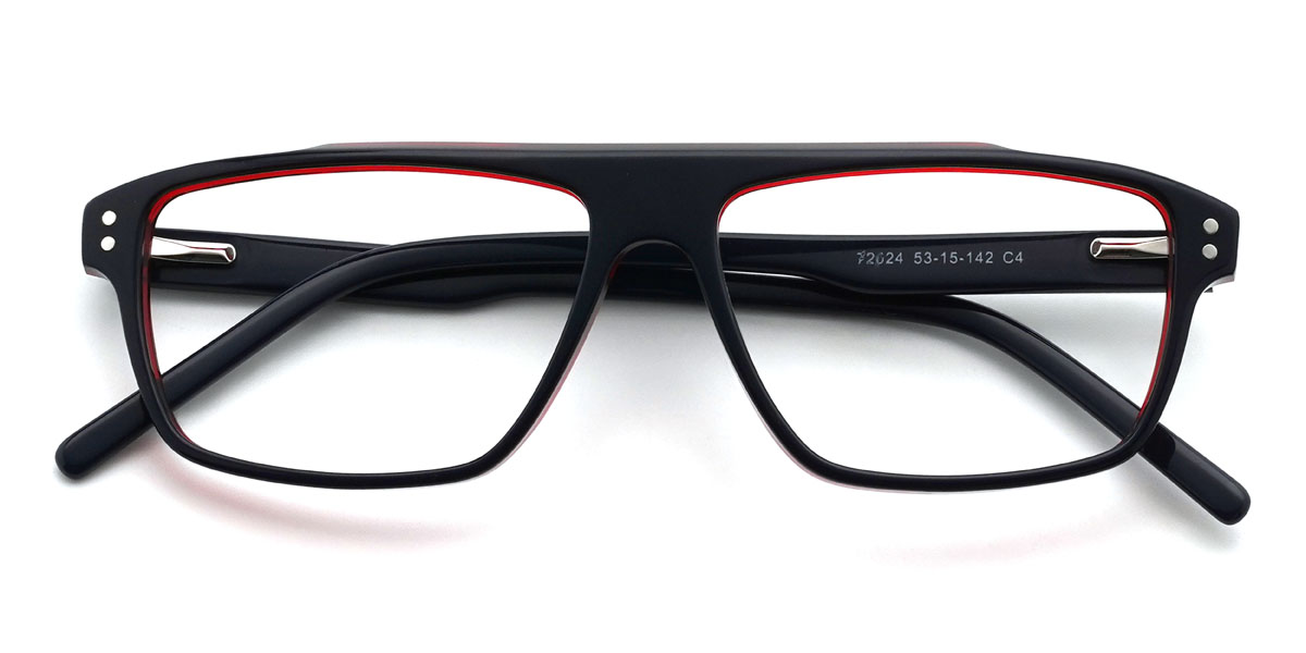 Black Red Miguel Glasses - Rectangle Glasses