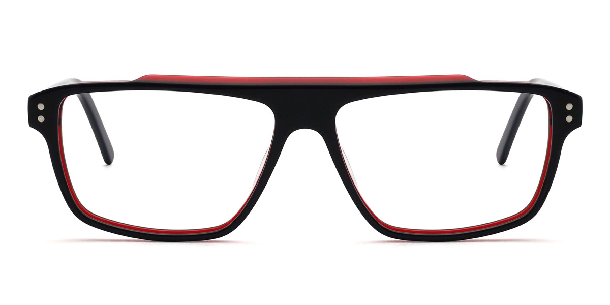 Black Red Miguel Glasses - Rectangle Glasses