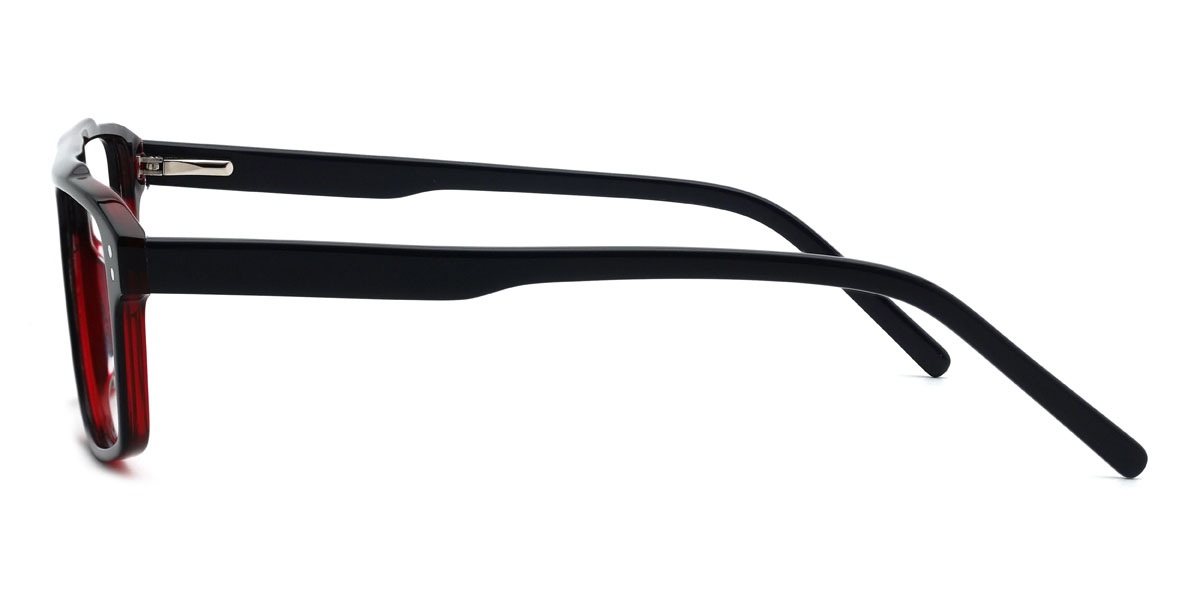 Black Red Miguel Glasses - Rectangle Glasses