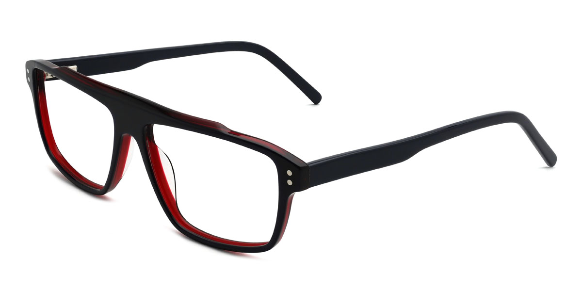 Black Red Miguel Glasses - Rectangle Glasses