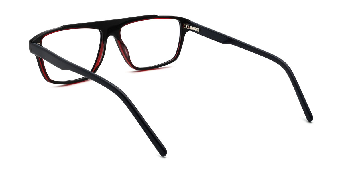 Black Red Miguel Glasses - Rectangle Glasses