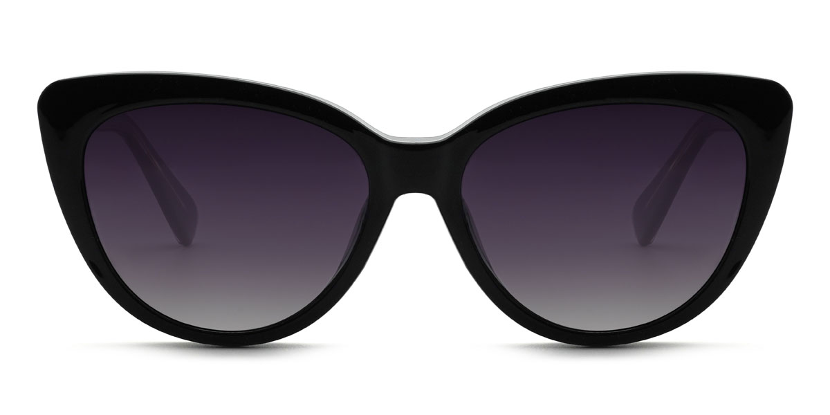 Noir Gris Kiara Lunettes - Cat Eye Clip-On Sunglasses