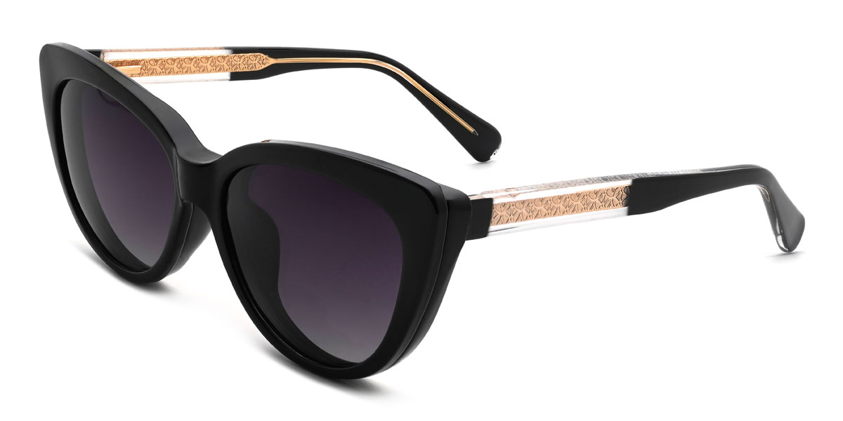 Noir Gris Kiara Lunettes - Cat Eye Clip-On Sunglasses
